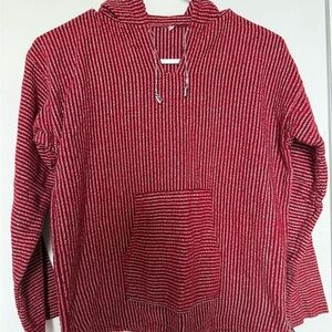 Mexican Red and White Striped Hoodie